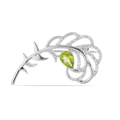 BUY 925 SILVER BROOCH WITH PERIDOT GEMSTONE 